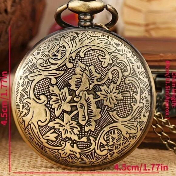 Deer Forrest Pocket Watch Hiking Camping Hunter Nature Scene Solid Bronze - NEW! - Picture 6 of 6